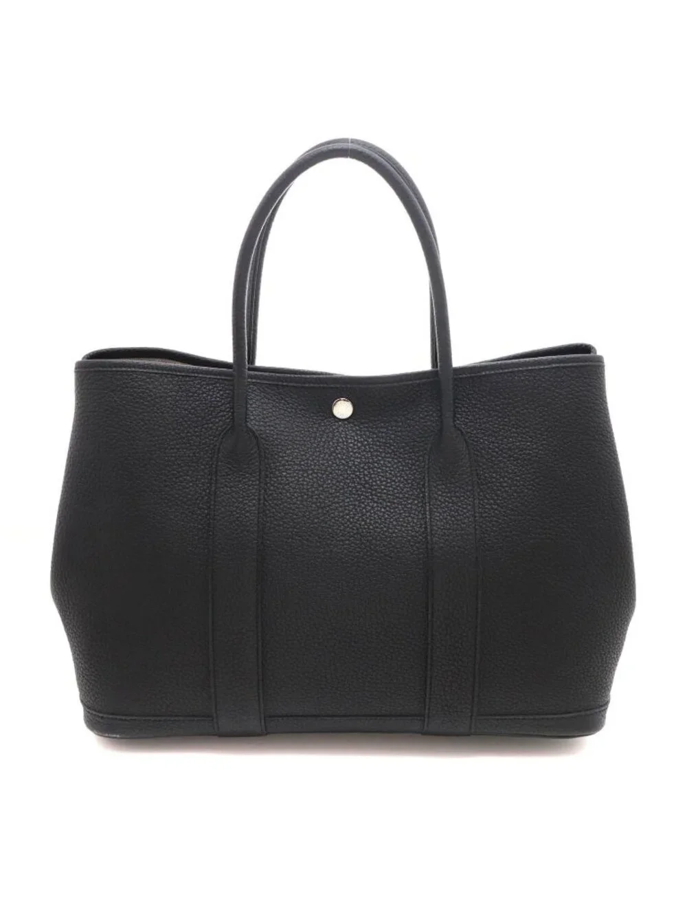 Hermes Garden Party PM Black Silver Handbag Leather